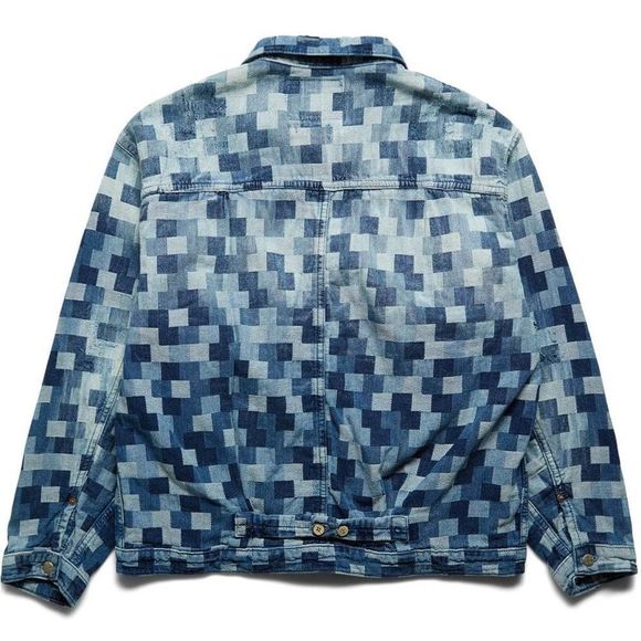 New Dr. Collectors 2020 Jacquard Denim Patched Jacket Size Small Y2K - Picture 2 of 8